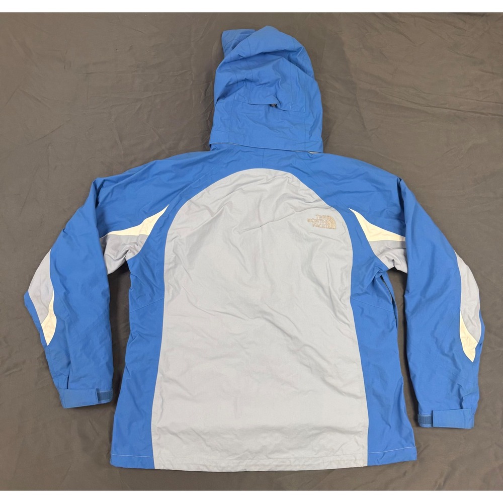 The North Face HyVent Rain Jacket Womens XL Blue Grey Colorblock Hooded Shell - Picture 11 of 14